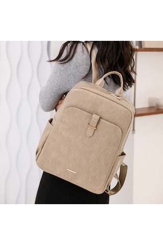 Retro Basit Kadın Sırt Çantası Moda Düz Renk Öğrenci Günlük Okul Çantası Büyük Kapasiteli Bayan Seyahat Sırt Çantası Yolcusiyah Diğer