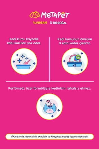 Metapet Kedi Kumu ve Tuvaleti Koku Giderici Doğal Aktif Karbonlu 1750 ML