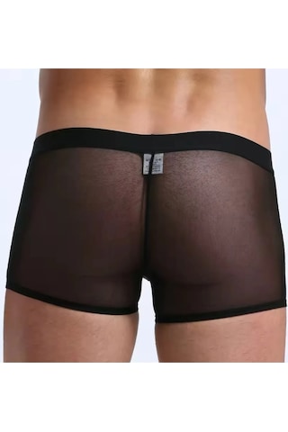Tegangold Fantezi Transparan Tül Erkek Boxer Fantezi Tanga Mh4603 Siyah