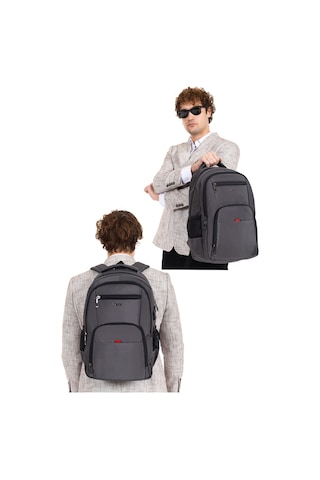 Dada 06 Apple Mocbook Uyumlu Usb Aparatlı Gri Laptop Sırt Çantası 14 İnç Darbe Emici Koruma