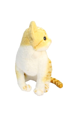 Miyavlayan Sesli Sarı Tekir Kedi Peluş Oyuncak 25 cm