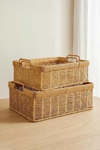 Digithome 3'lü Hasır Rattan Organizer Sepet - Bb6064 Turuncu