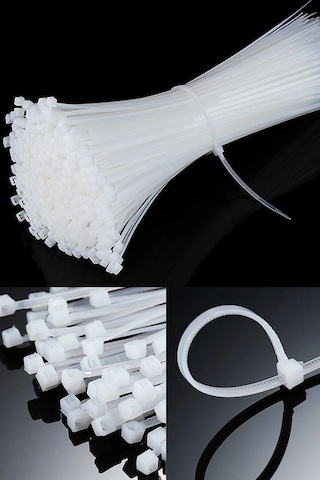 Kablo Bağı- Plastik Kelepçe - 3.6 X 150 Mm - Cırt Kelepçe Beyaz 100 Adet Paket Klips1
