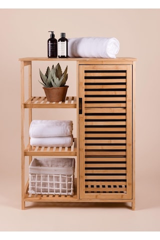 The Mia Bambu 4 Katlı Kapaklı Düzenleyici Dolap Raf 87x66x33 Cm Çok Renkli