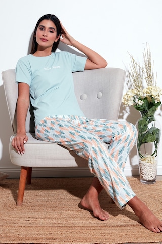 Lela Regular Fit Bisiklet Yaka Kısa Kollu Bayan Pijama Takımı 65770105 Mint