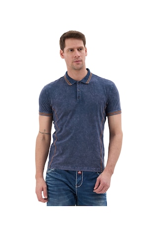 Cipo & Baxx Erkek Polo Yaka Tişört Vintage Yıkamalı Regular Fit Ct852 Mavi