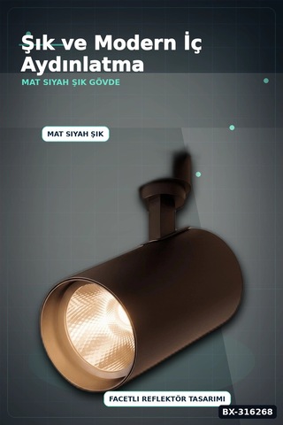 Ray Spot Led Lamba 30w Siyah Kasa 4000k Gün Işığı - Vitrin Ve Mağaza Aydınlatması Tekli Bx-316268 Diğer