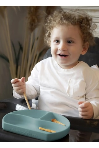 Babyjem Vakum Tabanlı Sabitlenebilir Silikon Tabak Yeşil