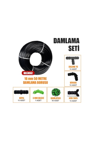 50 Metre Damla Sulama Sistemi Damlama Borusu Ve Ek Parçaları Bahçe Ağaç Fidan Sebze Sulama Ekipmanları Damlama Hortumu