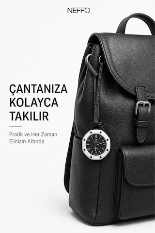 Boyal Pop Biyoseramik Saat Deri Askılı Anahtarlık & Çanta Aksesuarı Charm Siyah
