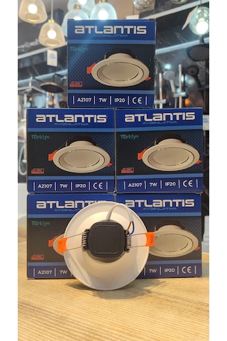 5 Adet 7 Watt Beyaz Krom Kasa Led Spot Beyaz Işık 6500k A2107 Beyaz - Krom