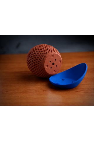 Bezos 3d Baskı Küre Saksı - Kafes Dokulu İki Parçalı Dekoratif Saksı - Kahverengi-mavi Bezos1 15755404