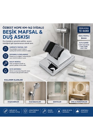 25 Adet Vidalı Beşik Mafsal- Duş Askısı 5680 000 Açık Krem