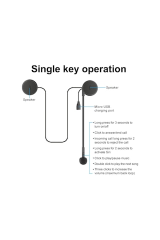 Vkemall M6 Motosiklet İnterkom Bluetooth Kulaklık Motosiklet Kask Kulaklığı Bluetooth 5.0 Kablosuz Kulaklık Buğday Siyahı