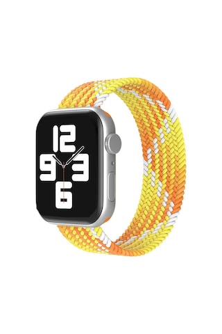 Wozlo Apple Uyumlu  Watch 1 2 3 4 5 6 7 8 Se Ultra Spor Loop Örgü Kordon Xs Beden 42/44/45mm - Sarı Turuncu