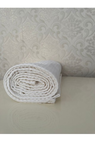 Premium %100 Pamuk Çift Kişilik Yazlık Pike, Yatak Örtüsü,terletmez Kumaş Beyaz Renk 240x200cm Beyaz