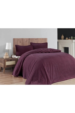 Merinos Modern Line 3 Parça Çift Kişilik Battaniye Seti Kutulu 220x240 Cherry Vişne