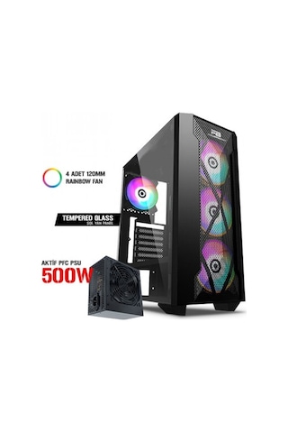 Powerboost Vk-P1900B 500W Usb 3.0 Atx Mesh Panel Fixed Rainbow Fa