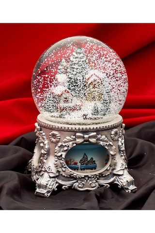 Yerli, El Boyaması, Müzikli Ve Kendinden Üflemeli,klasik Desenli,120 Mm Noel Kar Küresi.