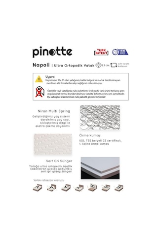 Nironyatak Tek Kişilik Ultra Ortopedik 90X200 Cm Napoli Yatak
