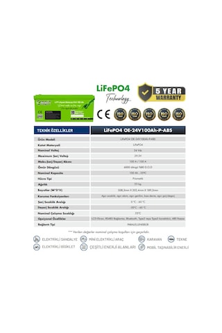 Orbit 24v 100ah Lifepo4 Marin Bluetooth Lityum Akü