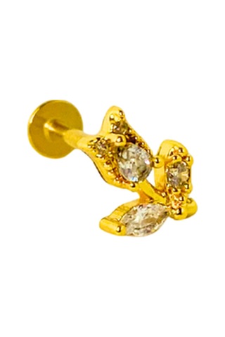 Cerrahi Çelik Taşlı Lale Piercing Altın