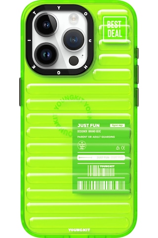 Apple Uyumlu iPhone 15 Pro Max Kılıf Şeffaf Renkli Tasarım Youngkit Fluorite Serisi Kapak Yeşil