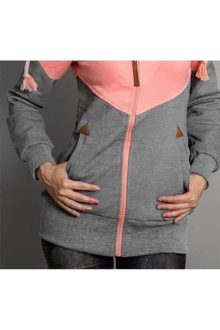 Novahub Bahar Kadın Ceket 2021 Moda Pembe Mavi Kapşonlu Kazak Fermuarlı Kapüşonlu Svetşört Kadın Ter Polerones Lacivert Lacivert