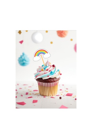 20 Adet Gökkuşağı Renkli Pasta Kürdanı 6cm Cupcake Pasta Süsü Kurabiye Nişan Söz Kokteyl Bride To Be Diğer