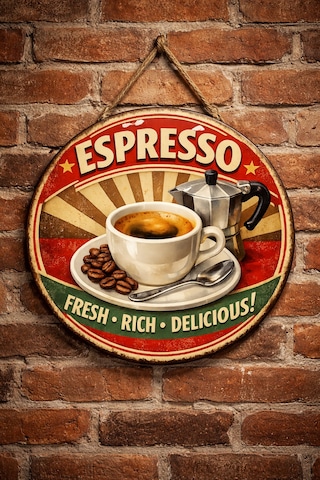 Mayeka Espresso Retro Temalı Cafeler Kahveciler Baristalar İçin Ahşap Duvar Kapı Dekoratif Süs Tablo 6