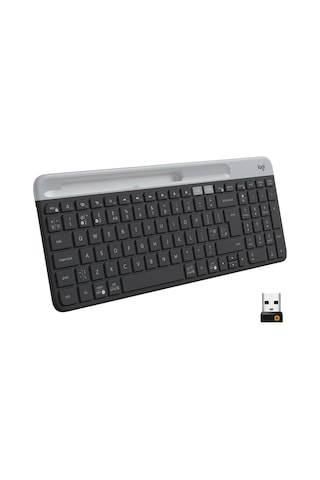 K580 İnce Çoklu Cihaz Özellikli Kablosuz Klavye, Kompakt Modern, Telefon Tutucu, 24 Ay Pil Ömrü, 10 M Kullanım Mesafesi, Bluetooth Türkçe Q Klavye, Siyah