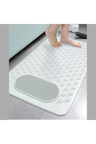 Vantuzlu Banyo Ve Duş Kaydırmazı Duşa Kabin Küvet İçi Vantuzlu Banyo Paspası 35x69 Cm Gri Açık Ahşap