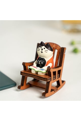 Singree Kedi Kitap Okuyan Resin Masa Figürü - Rahatlatıcı Ofis Dekorasyonu Hediyelik Mini Heykel