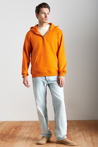 Grimelange Cancelled Erkek Pamuk Kapüşonlu Fermuarlı Yaka Turuncu Sweatshirt