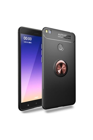 Xiaomi Mi Max 2 Kılıf Yüzüğü Stant Ve Araç Tutucu Olabilen Şık Esnek Premium Silikon Kapak Ryc/ravel Siyah - Rose Gold