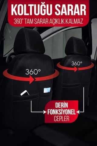 Ekose Gt Serisi Universal Oto Koltuk Kılıfı Siyah-beyaz