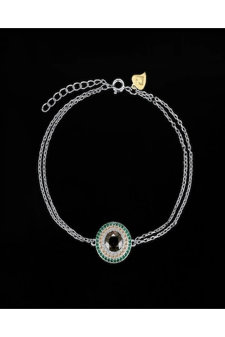 Brezza Lusso Jewelry Sultanit Zümrüt Taşlı Işıltılı Endam Kadın Gümüş Bileklik