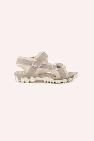 Panço Kız Bebek Cırt Cırt Detaylı Bej Sandalet Krem