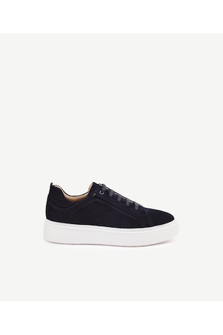 Yargıcı Silikon Kabartmanlı Deri Bağlı Sneakers Lacivert