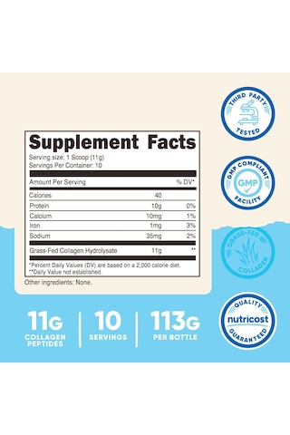 Nutricost Grass-fed Collagen Kolajen Powder 113 G