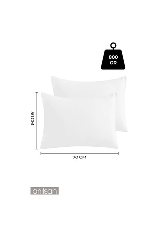 4'lü Mikrofiber Antialerjik Yastık - 800gr, 50x70cm, Boncuk Silikon Dolgulu Beyaz