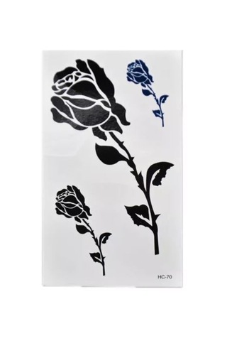 Geçici Dövme Üçlü Tek Dal Gül Tattoo Kol Bilek Omuz Bacak Kadın Dövmesi