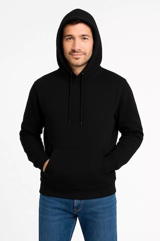 Cvs Giyim Erkek Üç İplik Kapüşonlu Kanguru Cepli Sweatshirt Hoodie - Siyah Siyah