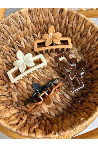 Şehrazat Handmade Çiçekli Iki Renkli Mandal Toka Çok Renkli