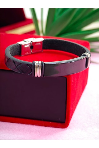 Çelik Derili Bileklik Kişiye Özel İsimli Paslanmaz Derili Çelik İsimli Bileklik 316 L Çelik Açık Mavi