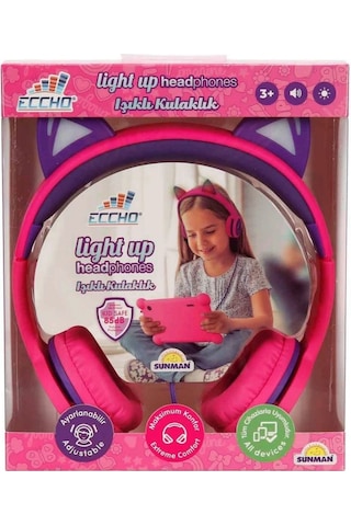 Mey İthalat Işıklı Kedi Kulaklı Kablolu Kulak Üstü Kulaklık