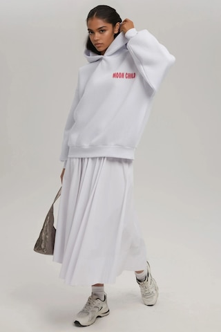 Hiccup Oversize Baskılı Kapüşonlu Sweatshirt Tozlu Beyaz