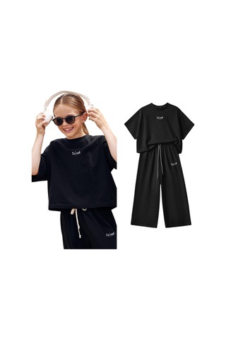 Kız Çocuk Yazlık Alt Üst Takım Siyah