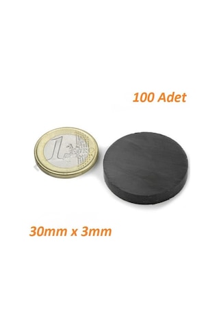 100 Adet 28X3 Büyük Yuvarlak Ferrit Mıknatıs - Süsleme Mıknatı... 304213897