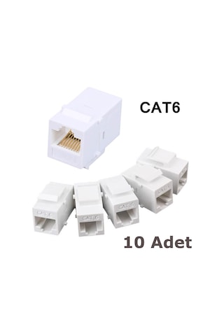 RJ45 Cat6 Konnektör Keystone Jack Dişi Dişi Ara Uzatma - 10 Adet